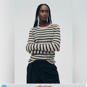 Naadam lightweight cashmere ribbed sweater stripe, size M